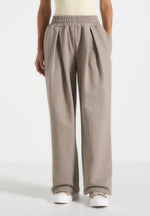 Fanny - Straight Leg Box Pleat Joggers - Taupe