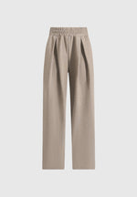Fanny - Straight Leg Box Pleat Joggers - Taupe