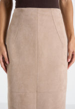 Celie - Suede Maxi Skirt - Taupe