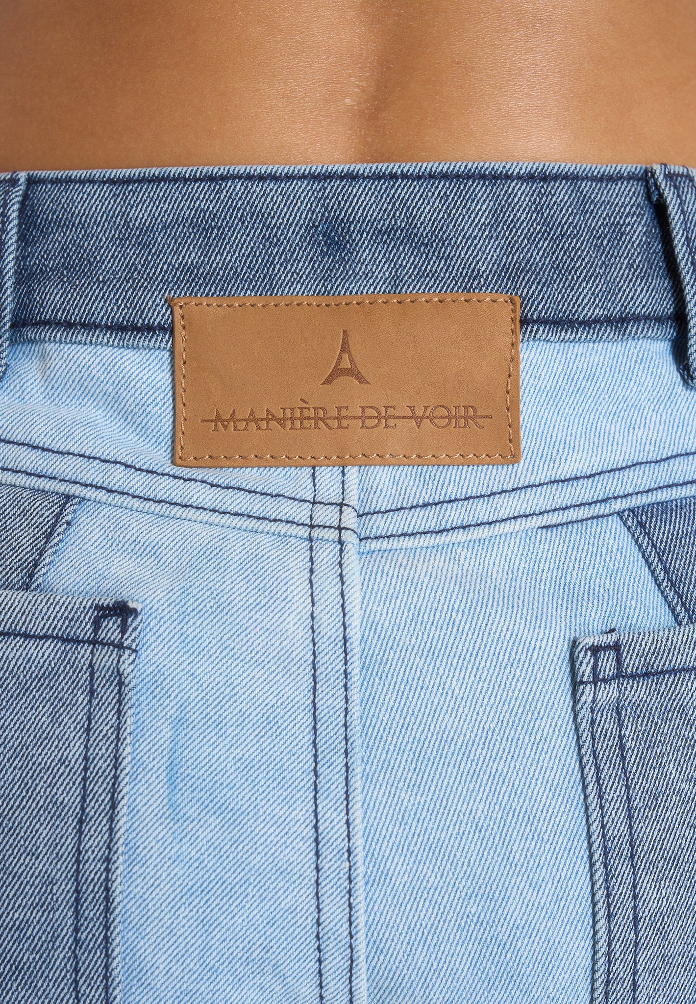Jacinda - Colour Block Denim Jeans - Mid Blue