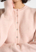 Mayla - Knitted Cinch Waist Cardigan - Pale Pink