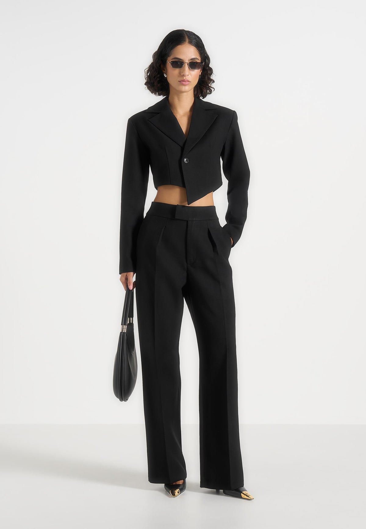 Elsa - High Waisted Tailored Trousers - Black