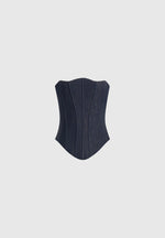 Scarlett - Lace Up Denim Corset - Indigo