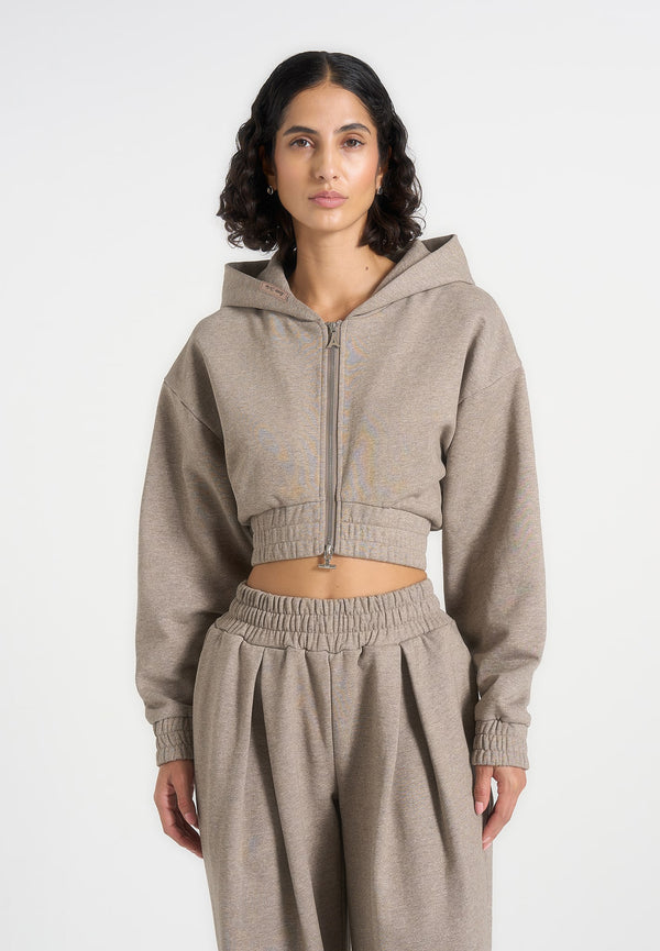 Josiane - Relaxed Zip Through Hoodie - Taupe
