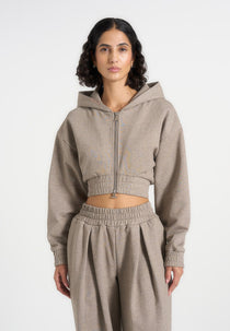 Josiane - Relaxed Zip Through Hoodie - Taupe