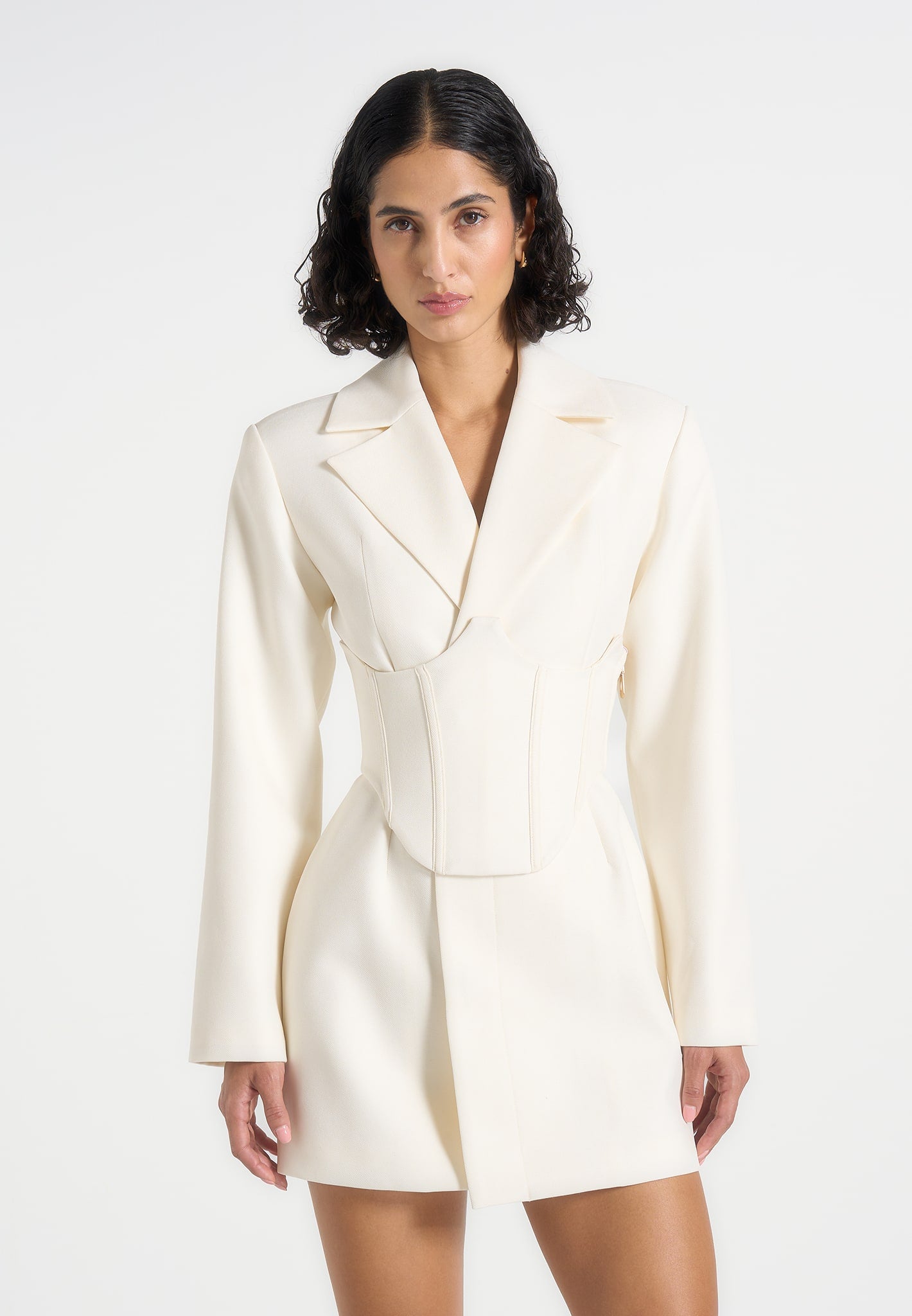 Lacey - Tailored Blazer Dress With Reversible Belt - Off White