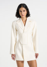 Lacey - Tailored Blazer Dress With Reversible Belt - Off White