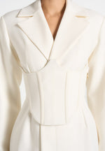 Lacey - Tailored Blazer Dress With Reversible Belt - Off White