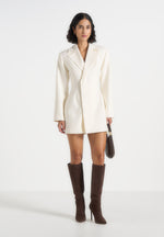 Lacey - Tailored Blazer Dress With Reversible Belt - Off White