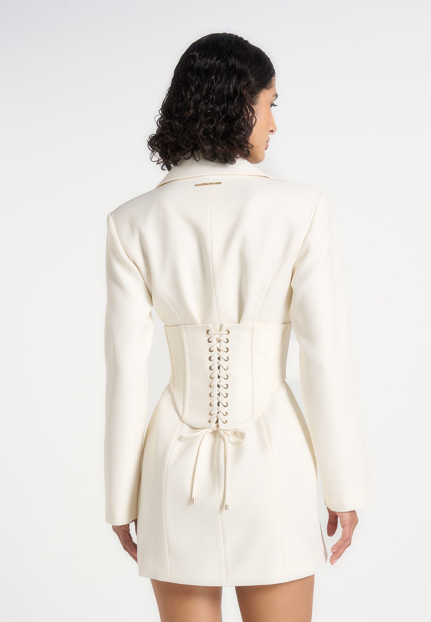 Lacey - Tailored Blazer Dress With Reversible Belt - Off White