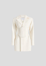 Lacey - Tailored Blazer Dress With Reversible Belt - Off White