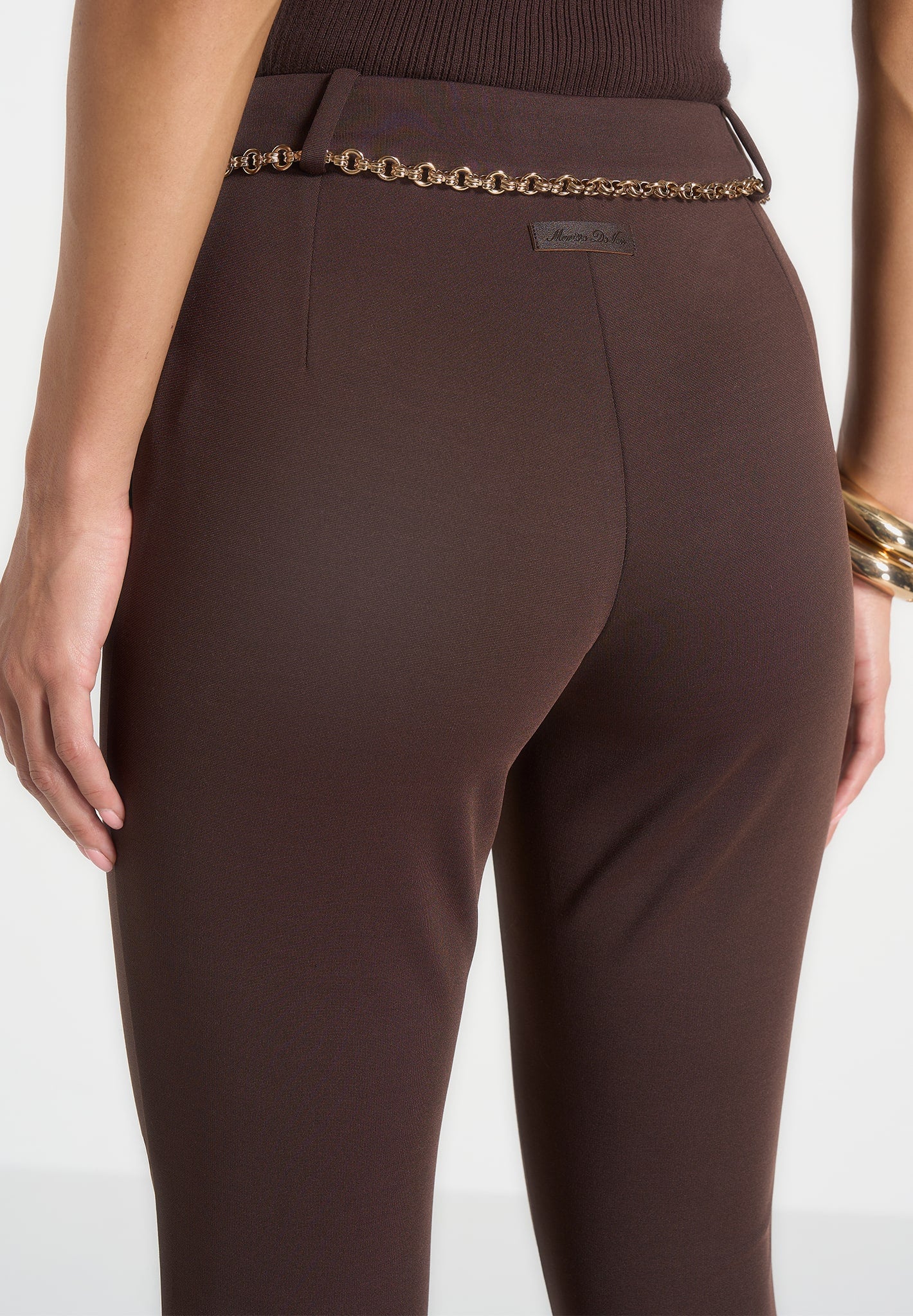 Una - Capri Leggings With Chain - Brown