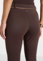 Una - Capri Leggings With Chain - Brown