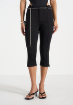 Una - Capri Leggings With Chain - Black