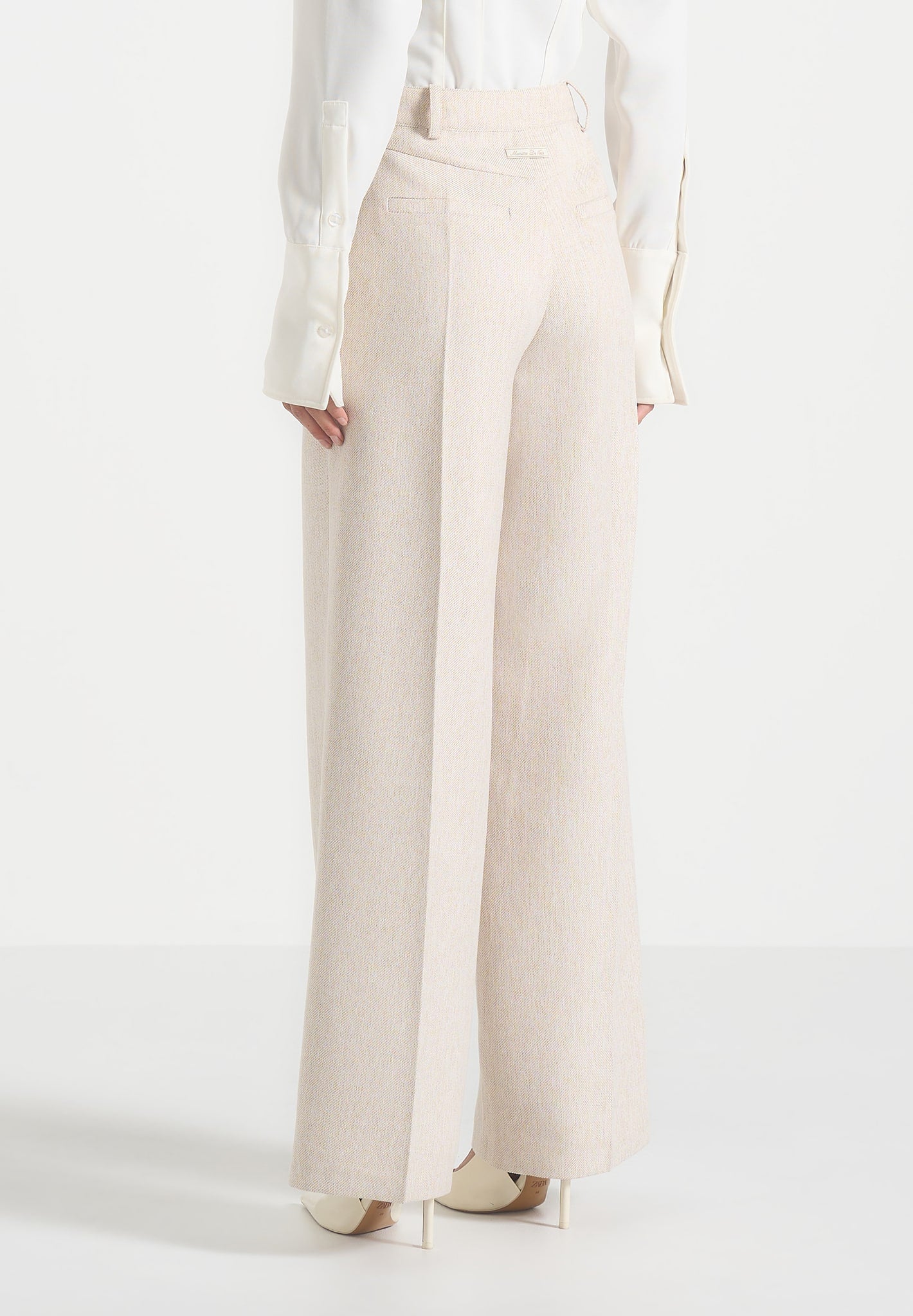 Beryl - Wrap Tailored Trousers With Hardware Detail - Cream