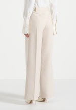 Beryl - Wrap Tailored Trousers With Hardware Detail - Cream