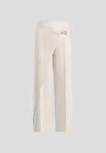 Beryl - Wrap Tailored Trousers With Hardware Detail - Cream