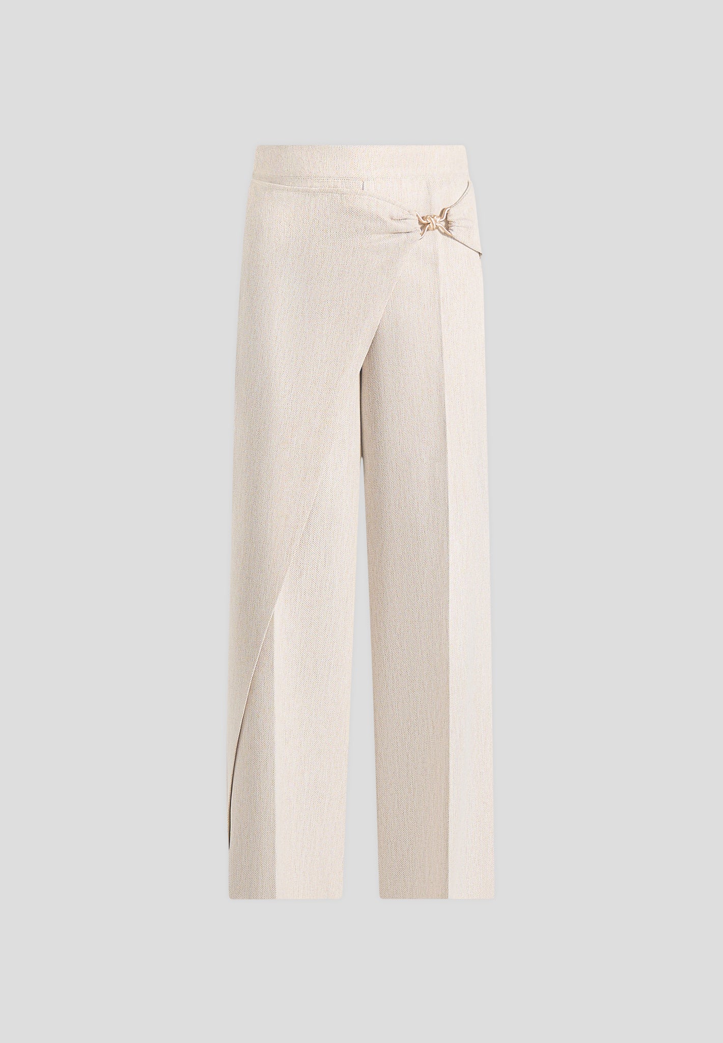 Beryl - Wrap Tailored Trousers With Hardware Detail - Cream