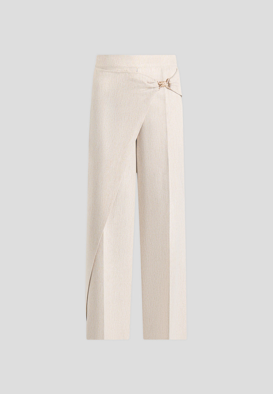 Beryl - Wrap Tailored Trousers With Hardware Detail - Cream