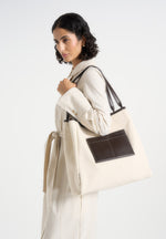 Dakota - Unisex Reversible Leather & Suede Tote Bag - Brown
