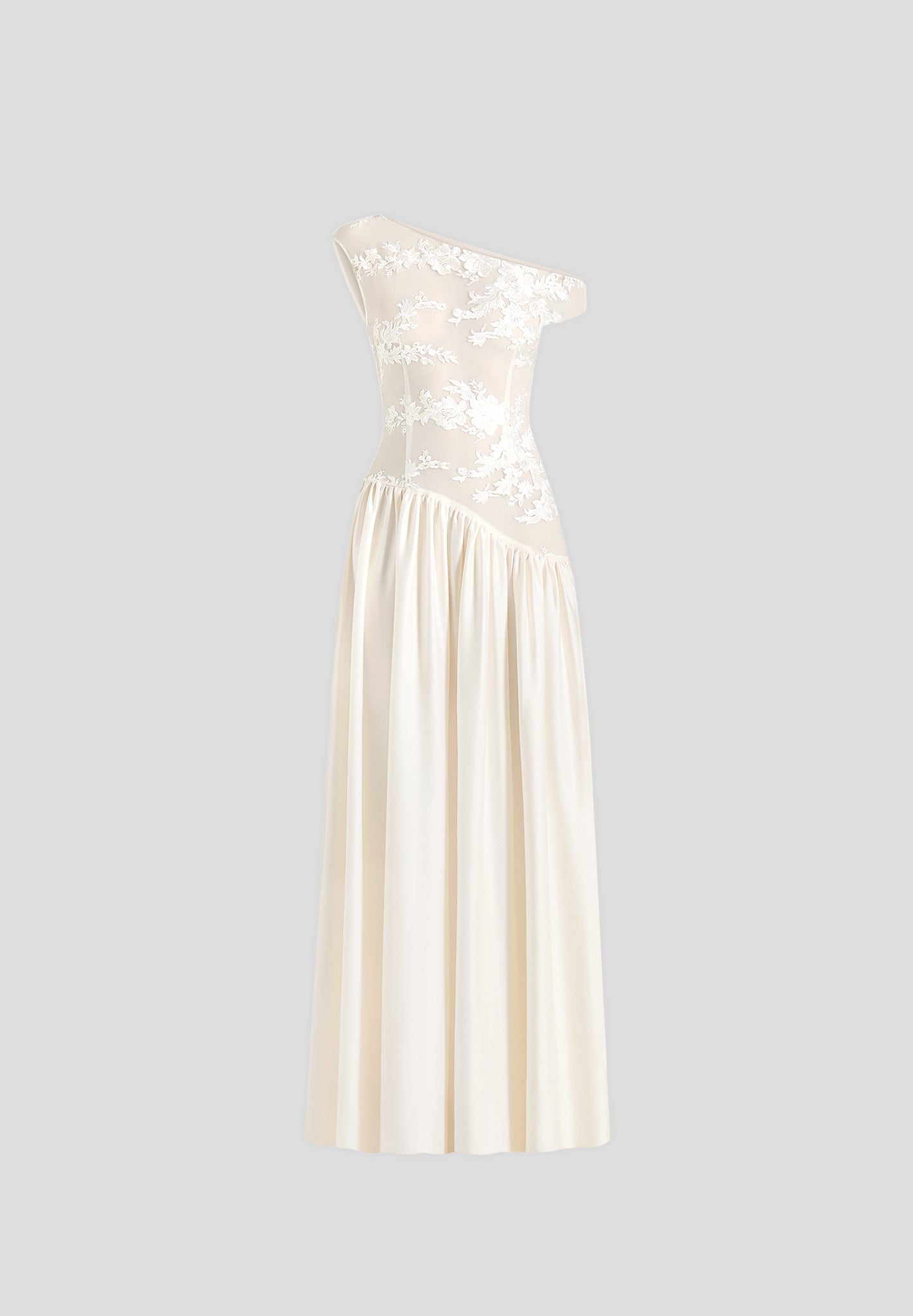 Alanna - Off Shoulder Fit and Flare Maxi Dress - Ivory