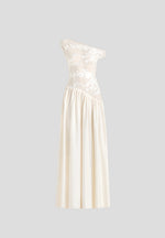 Alanna - Off Shoulder Fit and Flare Maxi Dress - Ivory