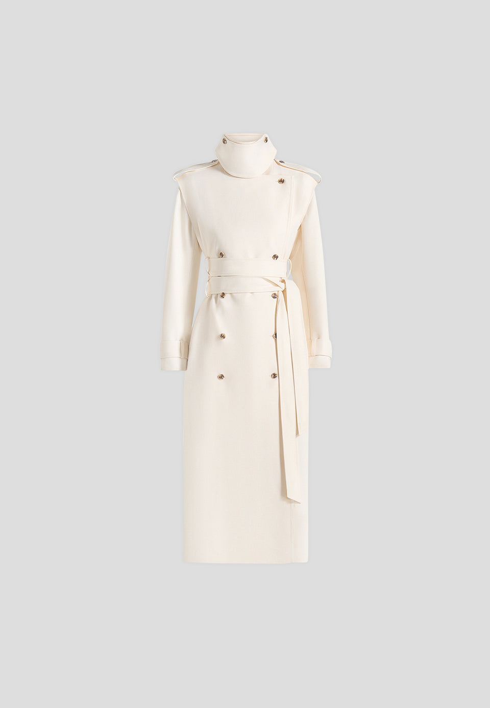 Esther - Trench Coat With Double Belt - White