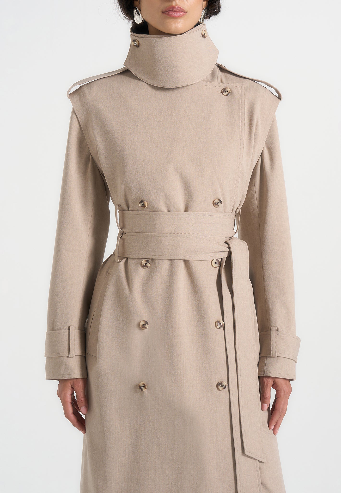 Esther - Trench Coat With Double Belt - Taupe