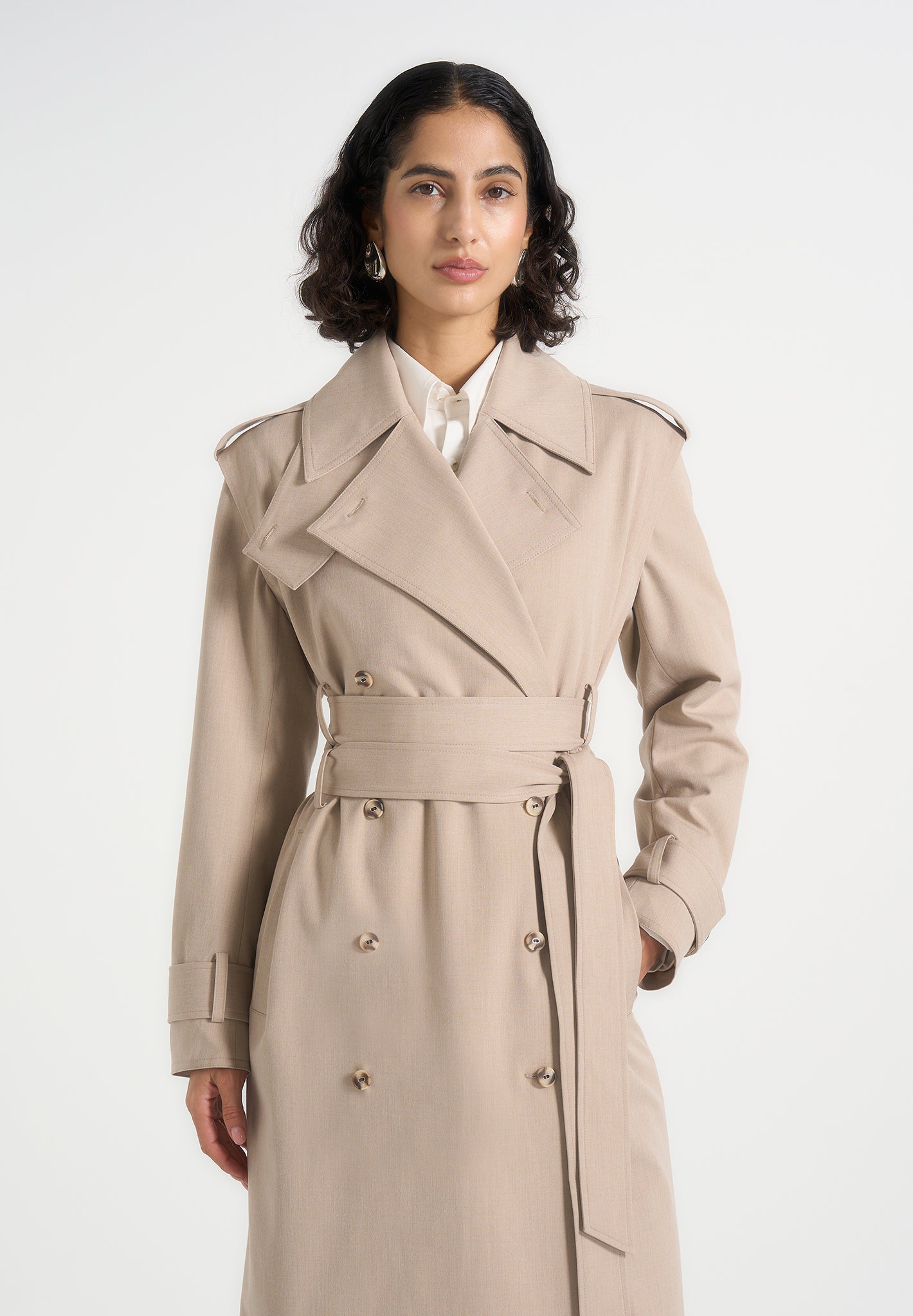 Esther - Trench Coat With Double Belt - Taupe