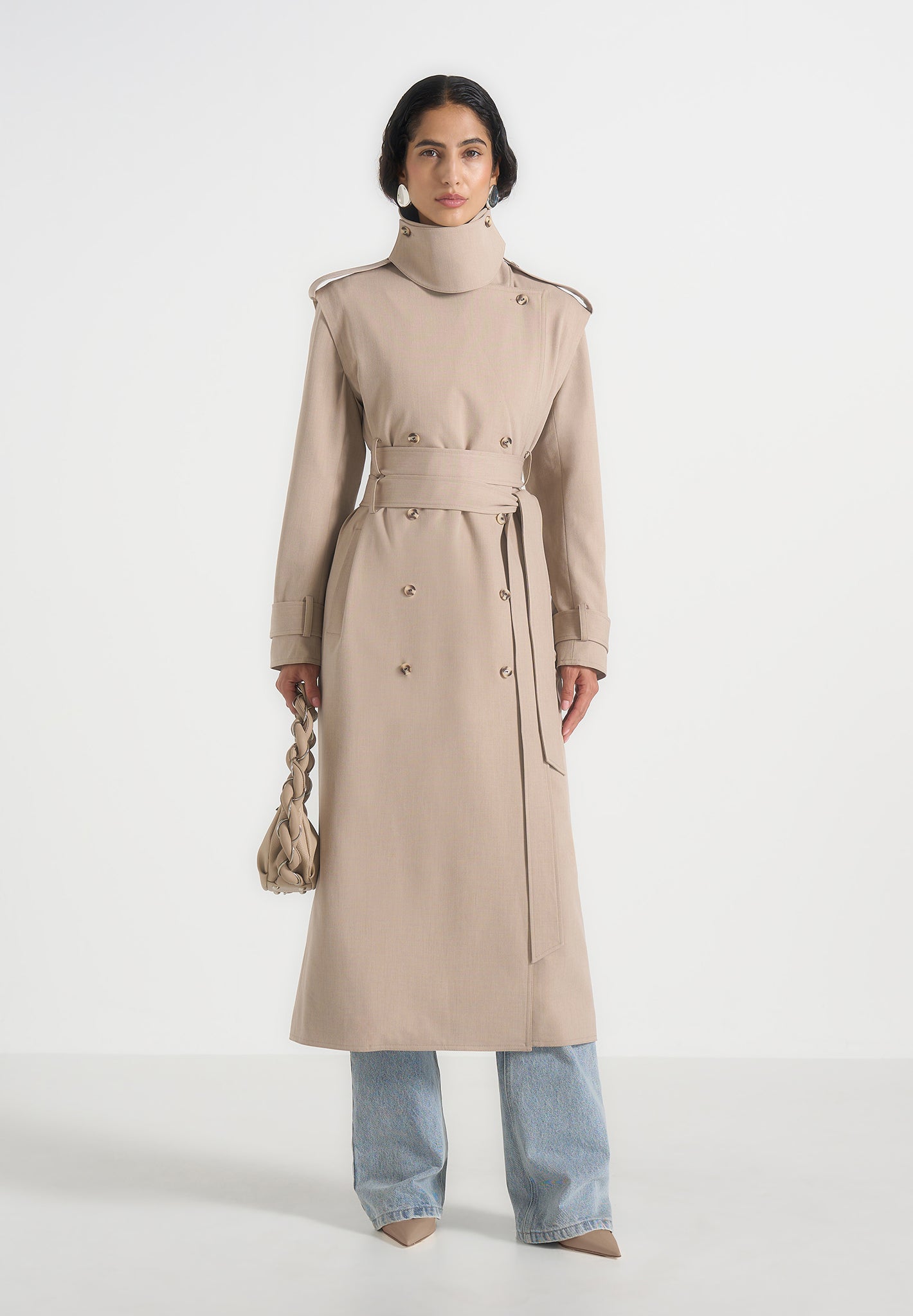 Esther - Trench Coat With Double Belt - Taupe