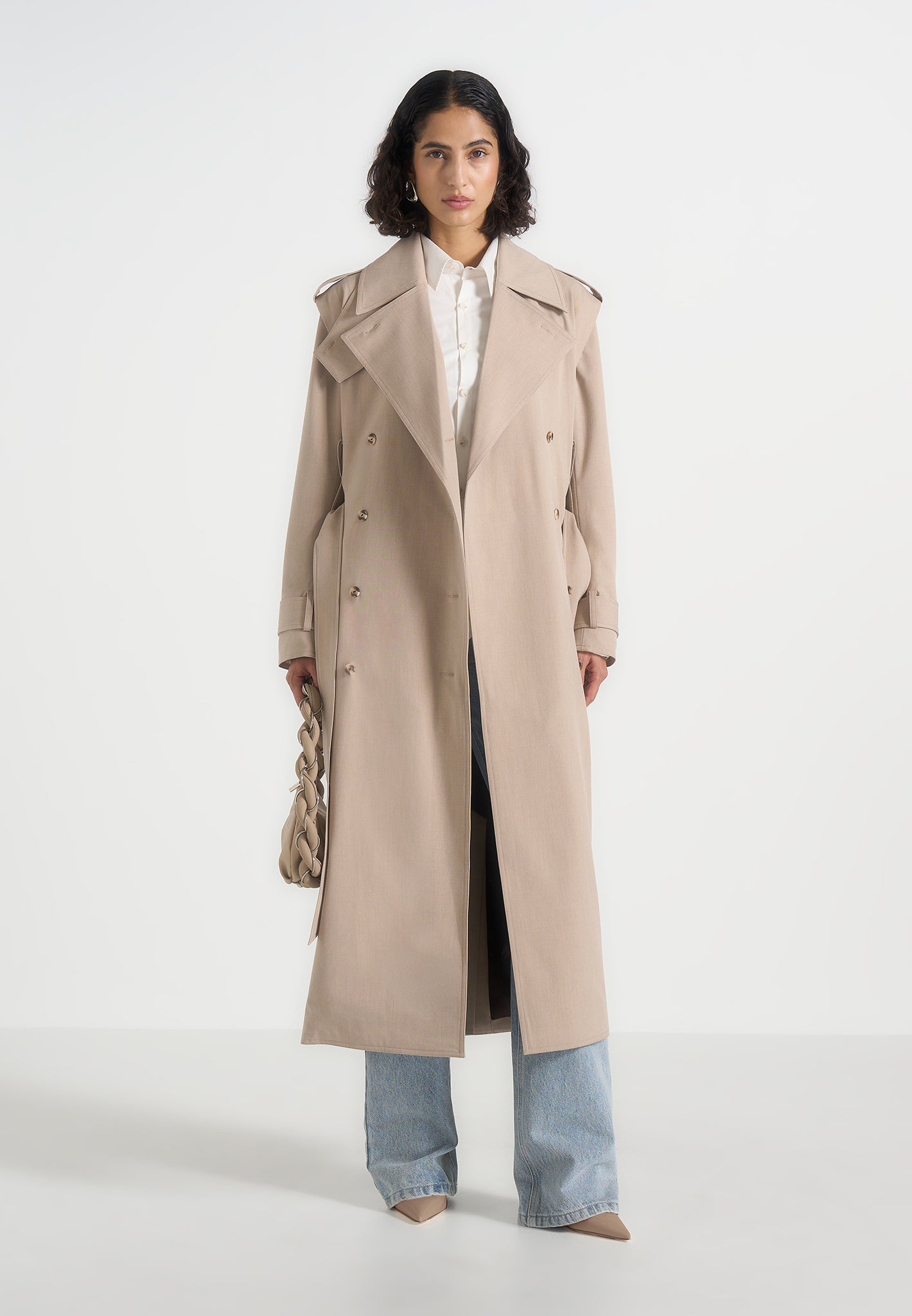 Esther - Trench Coat With Double Belt - Taupe