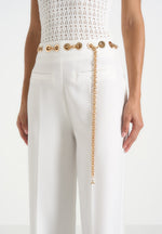 Perrine - Hardware Detail Belted Trousers - White