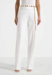 Perrine - Hardware Detail Belted Trousers - White