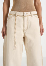 Enora - Hourglass Jean With Chain - Cream