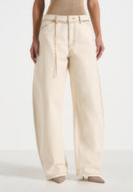 Enora - Hourglass Jean With Chain - Cream