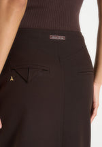 Regine - Tailored Box Pleat Maxi Skirt - Brown