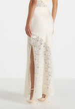 Belle - Satin and Lace Maxi Skirt - Champagne