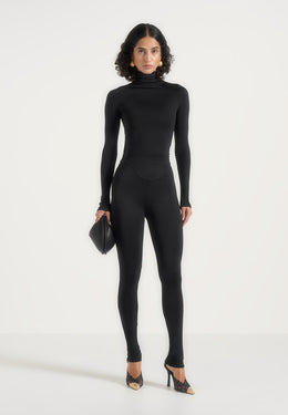 TP001 - Mock Neck Long Sleeve Top - Black
