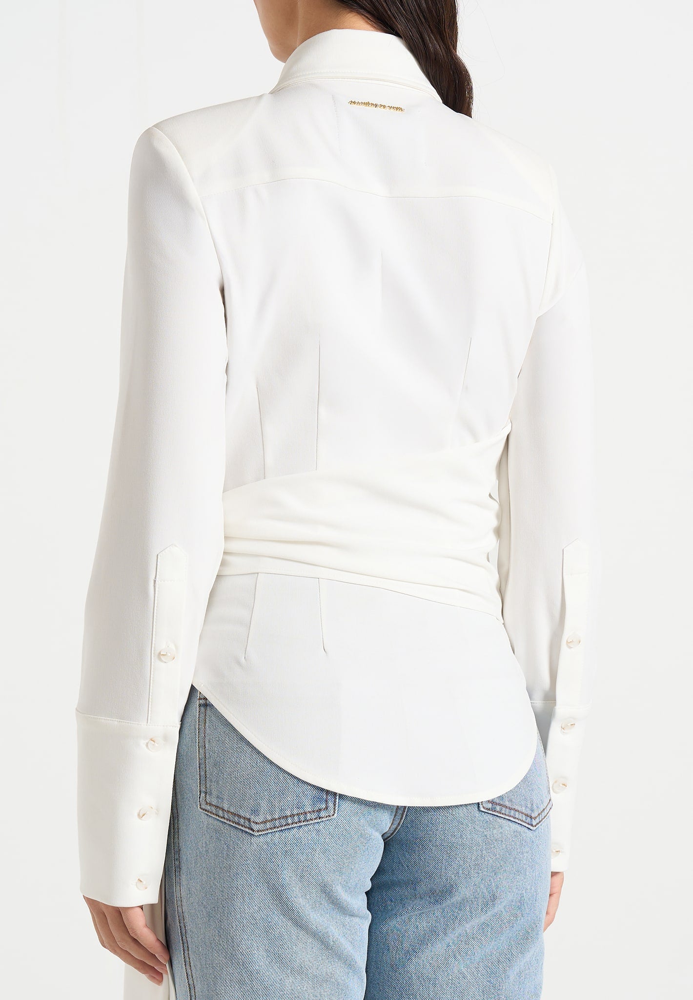 Fia - Wrap Shirt With Hardware Detail - White