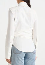 Fia - Wrap Shirt With Hardware Detail - White
