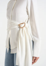 Fia - Wrap Shirt With Hardware Detail - White