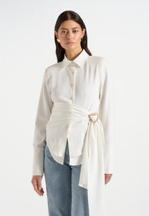 Fia - Wrap Shirt With Hardware Detail - White