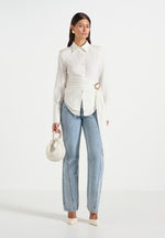 Fia - Wrap Shirt With Hardware Detail - White