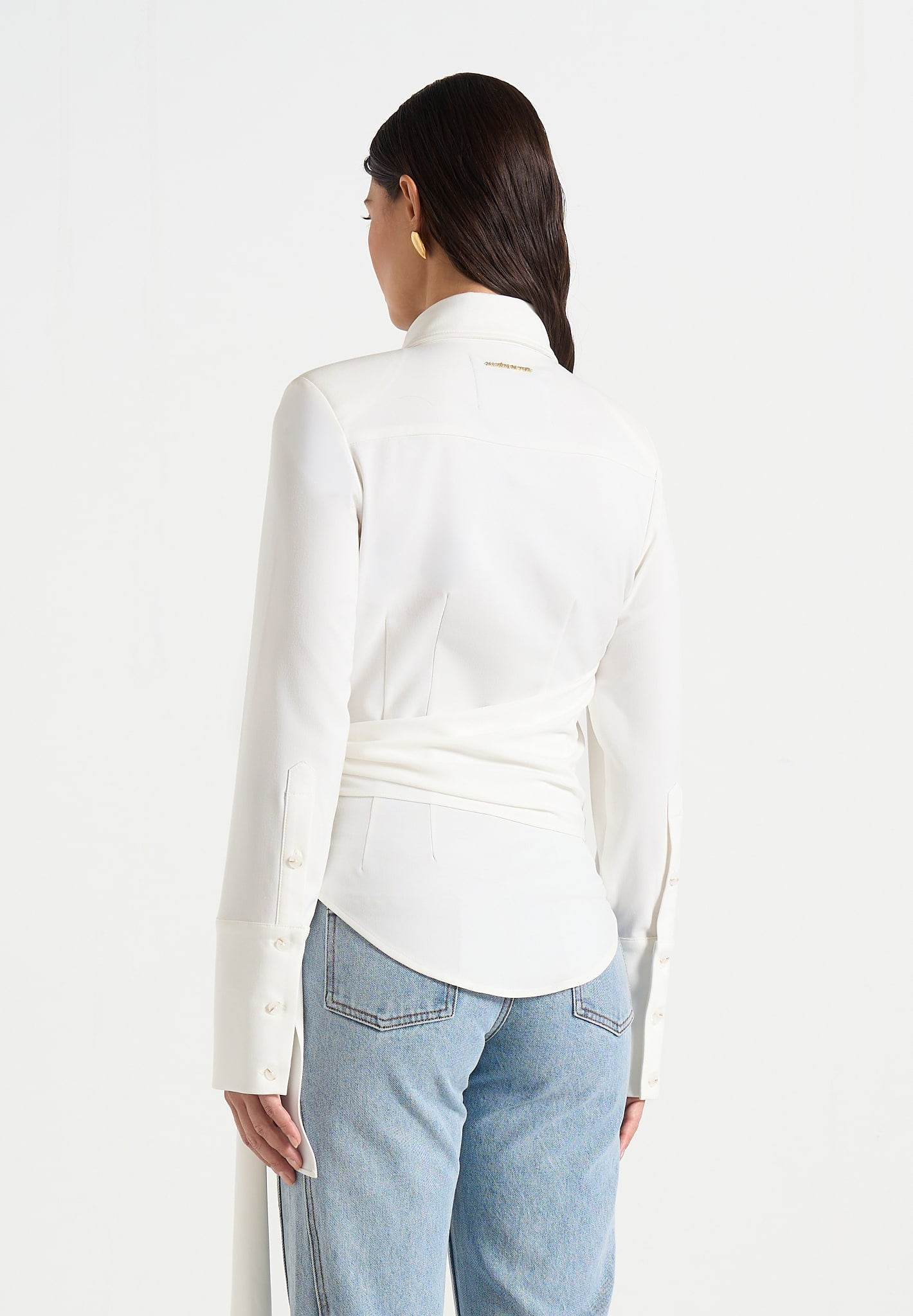 Fia - Wrap Shirt With Hardware Detail - White