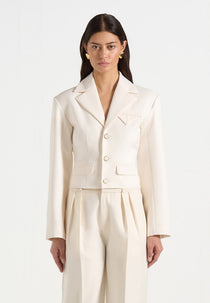 Prisca - Tailored Cropped Blazer - Off White