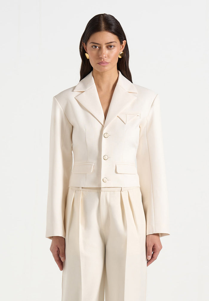 Prisca - Tailored Cropped Blazer - Off White