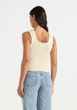 Liane - Scoop Neck Ribbed Cotton Vest - Pale Yellow