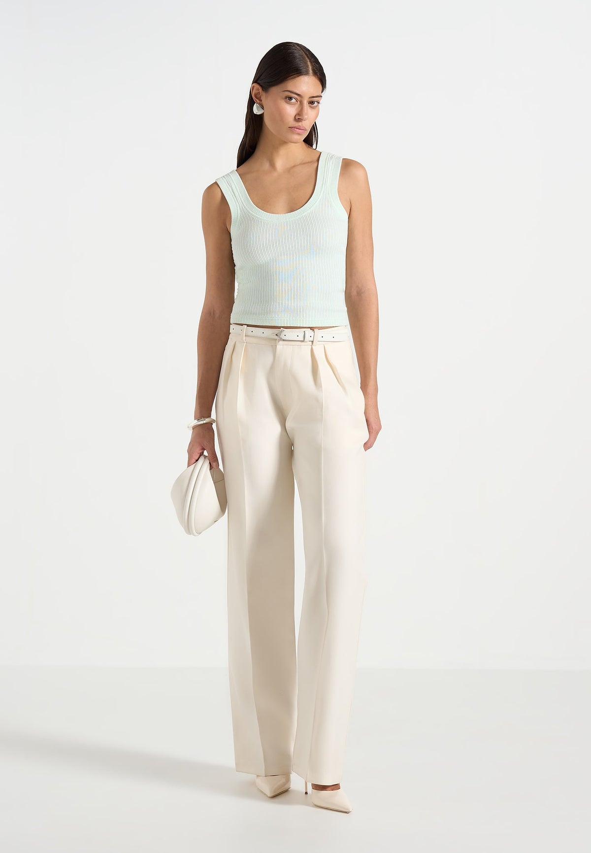 VS001 - Scoop Neck Ribbed Cotton Vest - Mint Green