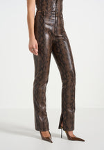 Lucia - Python Straight Leg Trousers  - Brown