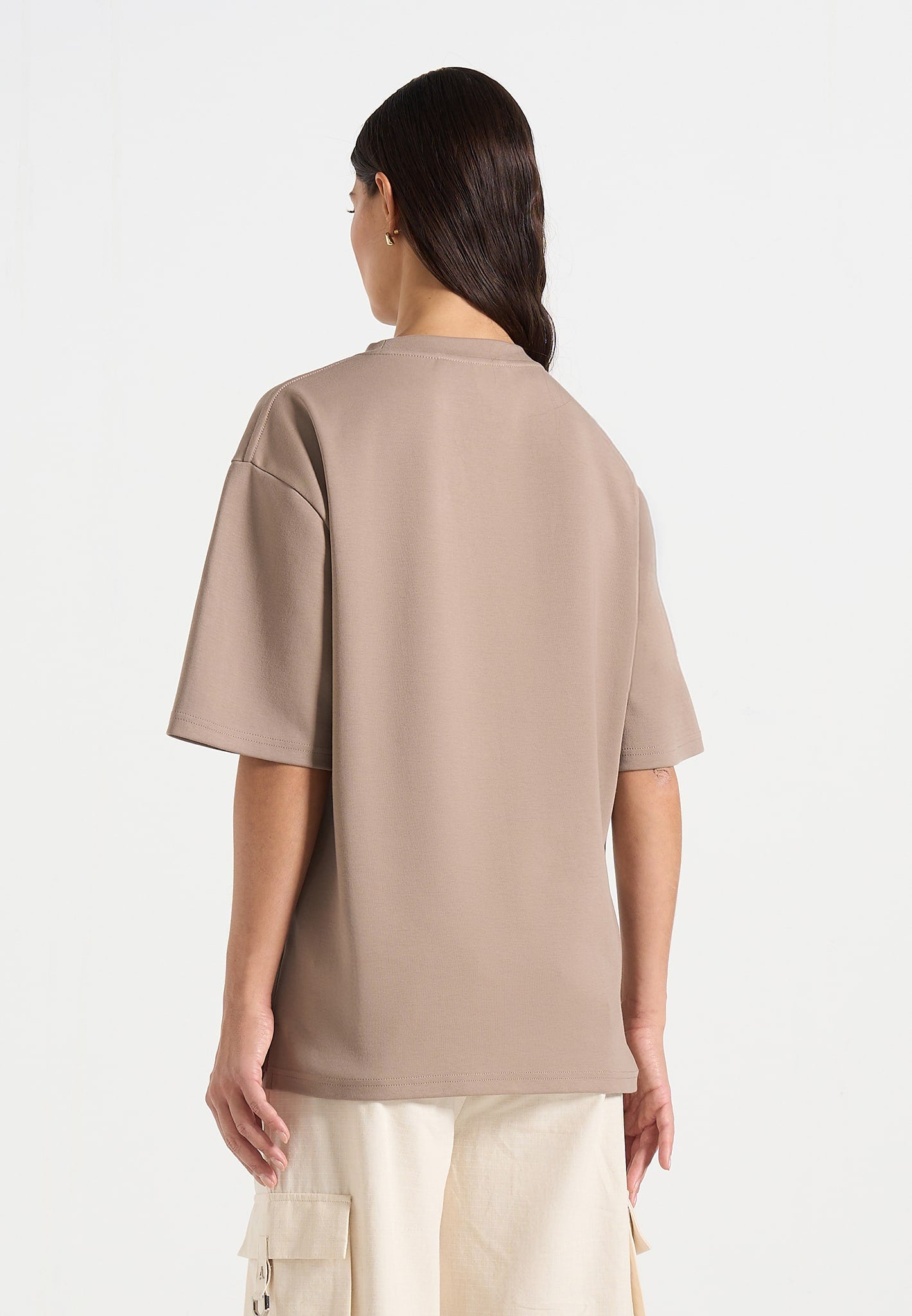 TS008 - Unisex Floral Eiffel Cotton T-Shirt - Taupe
